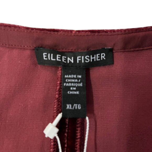 Eileen Fisher Velvet Top XL Burgundy V-Neck Boxy Plush Silk Blend NEW - Picture 6 of 14